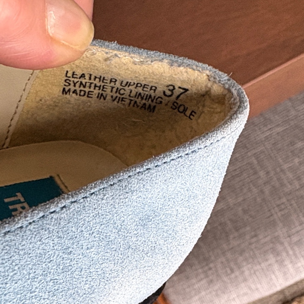 TRANSIT - Women's Blue Suede Chunky Heeled Loafers - Picture 10 of 11